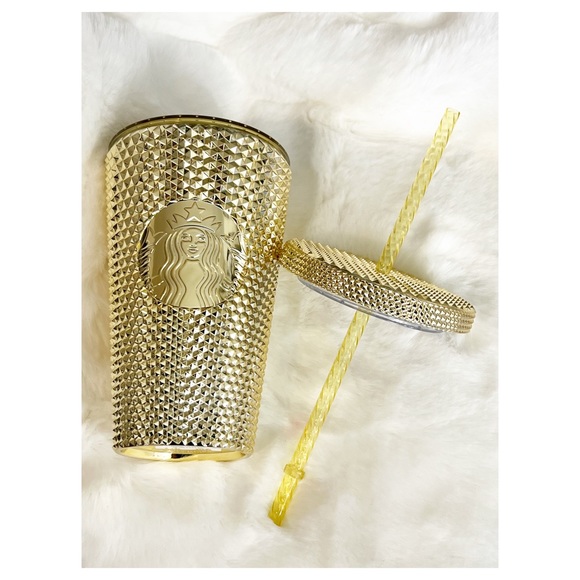Starbucks Gold Studded 16oz Grande Tumbler with Straw- NWT Christmas 2022 - Picture 6 of 7
